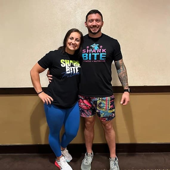 Valerie Cintron, General Manager of Shark Bite Fitness, with Nick Habich